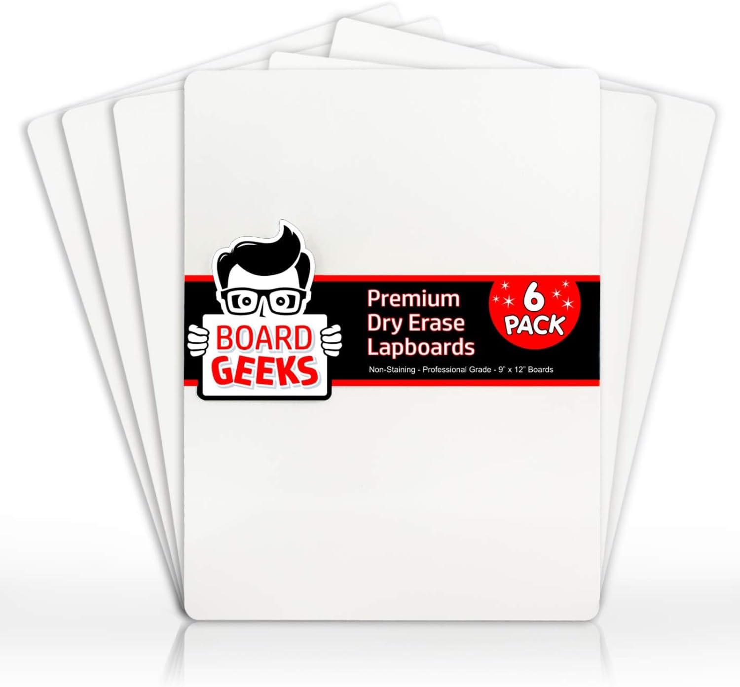 Board Geeks 6 Premium Small Dry Erase Board 9"x12"- Portable Dry Erase Lap Board, Handheld Whiteboard- White Boards for Students - Small Whiteboard | Double Sided Erasable White Boards Dry Erase- 6 Pk