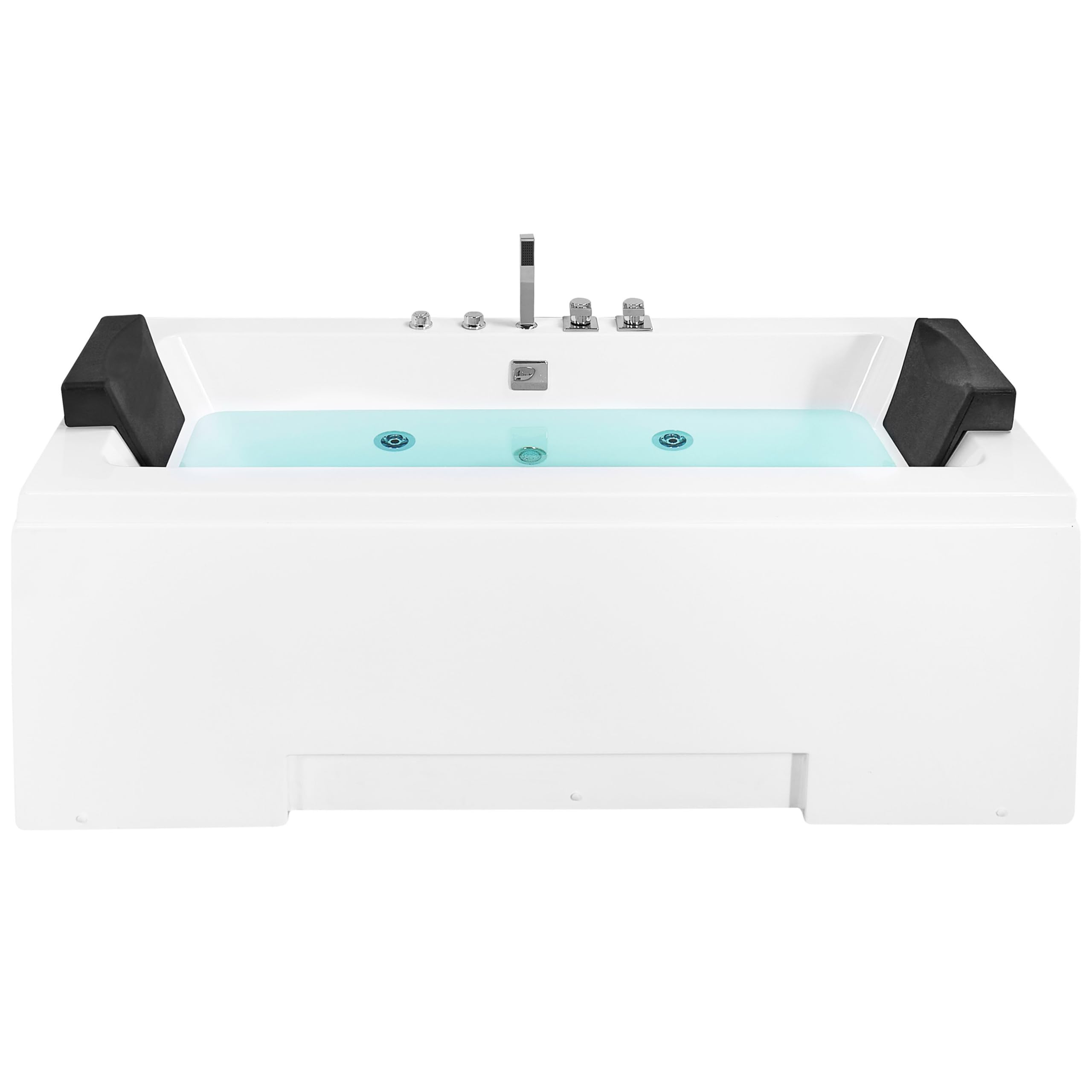 Bañera de hidromasaje de acrílico sanitario blanco y vidrio rectangular doble 157 x 85 cm con reposacabezas diseño moderno Galley