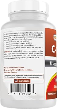 Best Naturals Vitamin C 1000 mg 240 Tablets (Pack of 2)