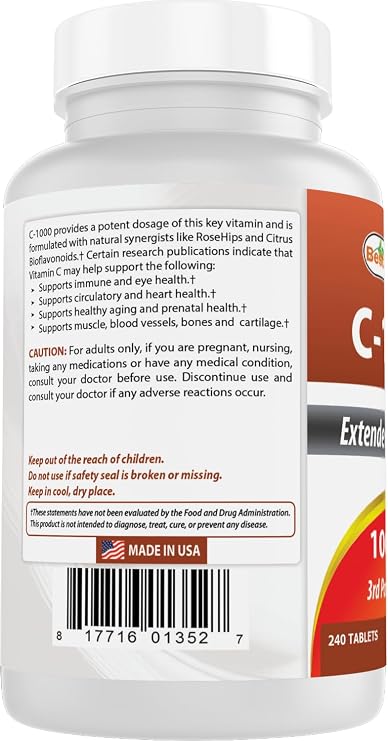 Best Naturals Vitamin C 1000 mg 240 Tablets (Pack of 2)