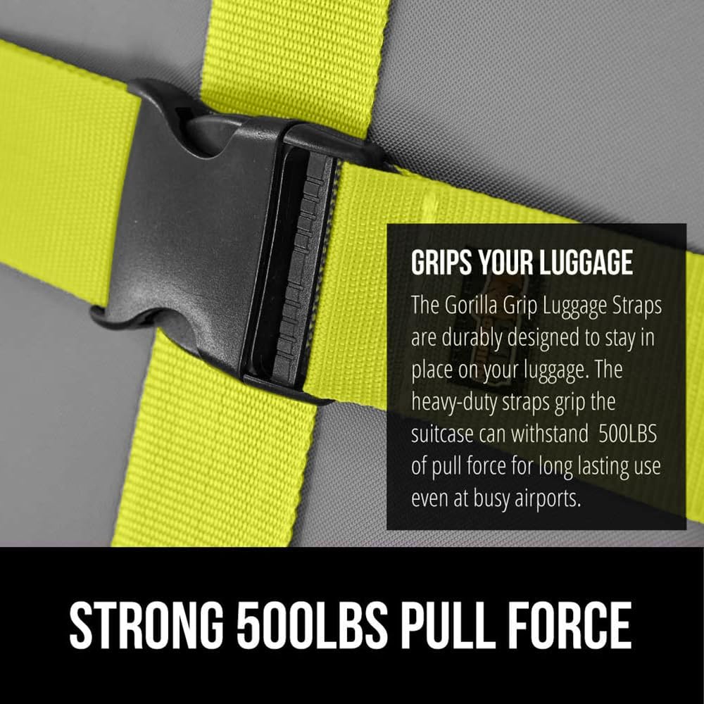 GORILLA GRIP Reaching Tool, 2 Pack, Yellow and Luggage Straps, 4 Pack, Yellow Bundle