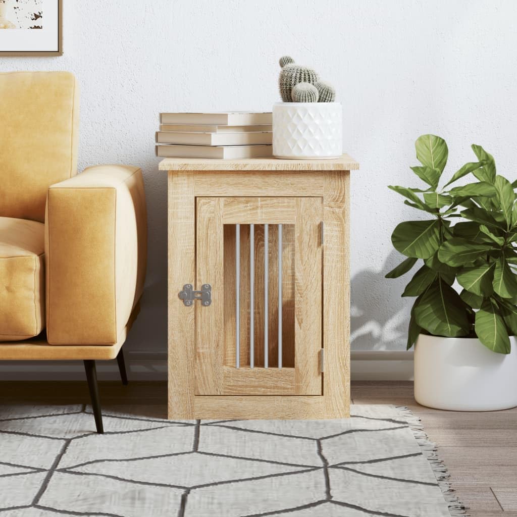 Cage pour Chien Intérieur, Meuble Cage Niche Maison pour Chien chêne Sonoma 45x62x59 cm