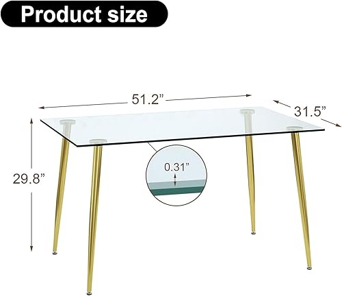 Miniatura 37 de Mesa redonda de comedor de vidrio para 2 a 4, moderna mesa superior de vidrio templado, patas cromadas resistentes, almohadillas ajustables, mesa de