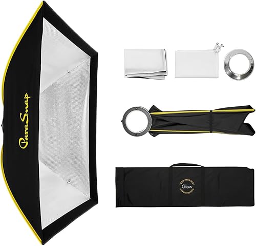 Glow ParaSnap - Caja de luz rectangular de 30 x 40 pulgadas con difusores externos e internos, 5.669 in Bowens Speedring, adaptador de caja suave