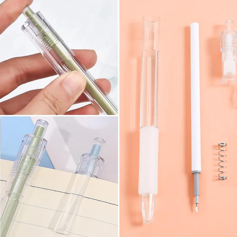 Art Utility Knife Pen Cut Stickers Scrapbooking Cutting Tools Creative Retractable Hobby Carving Tools with Pocket Clip for DIY Craft Supplies - 5pcs Green Pen Knives, 5pcs Cutter Refills