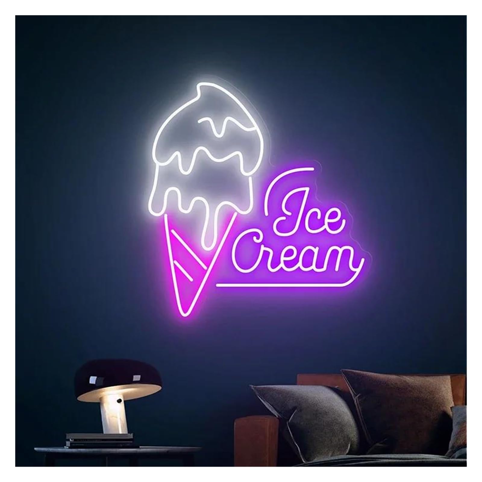 Shouxi F Sign Lamp Ice Cream Neon Sign Light Wall Decor Coffee Bar Shop Restaurant Decoration(,50Cm)
