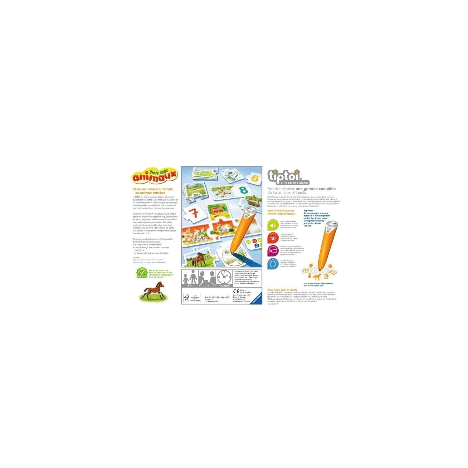 Ravensburger Tiptoi® – Libro Interattivo “Ricerca E Trova – I Miei Animali” (2+ Anni) – Versione Francese