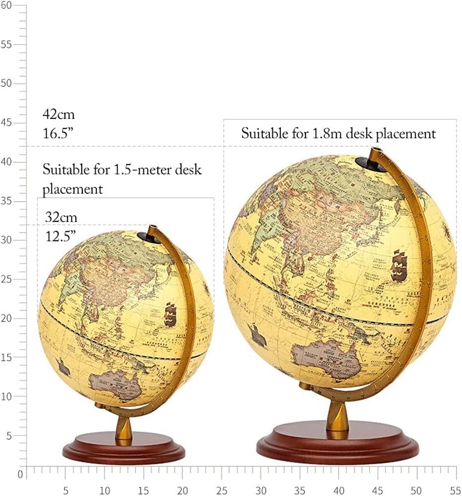 Globo terrestre, Globo Illuminato Con Base In Legno Da 12,5 Pollici Retrò(25cm Light)