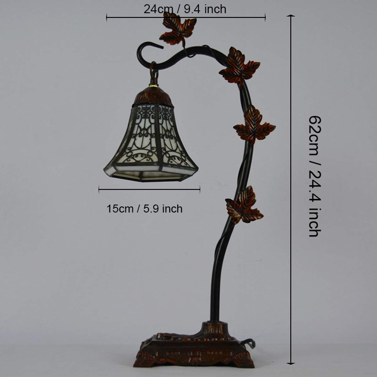 GDLight Tiffany-Stil Gooseneck Tischlampe Pastoral Buntglas Rebe Schreibtisch Lights Vintage-Leselampe für Wohnzimmer Schlafzimmer Nacht Cafe