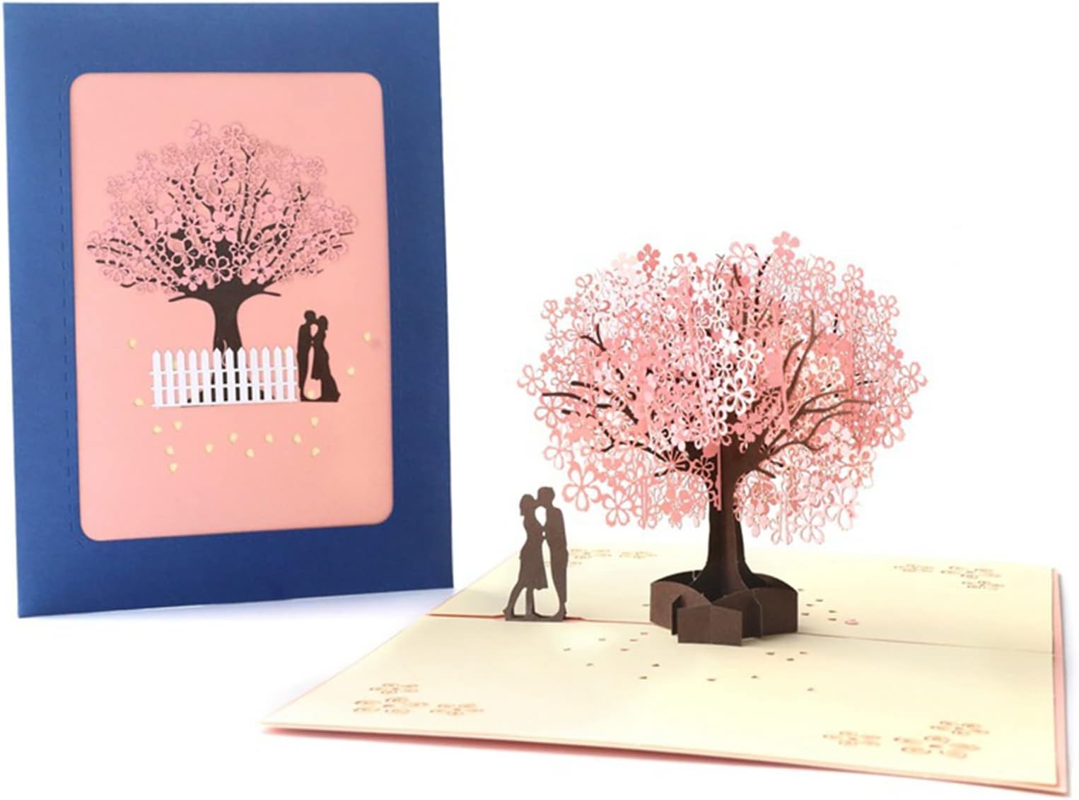 – X spring Pop Up Card, Pop Up 3D Flower Card with Envelope, Anniversary Love Card, Greeting Paper Card for Birthday Wedding, Anniversary (Cherry Blossom Powder)