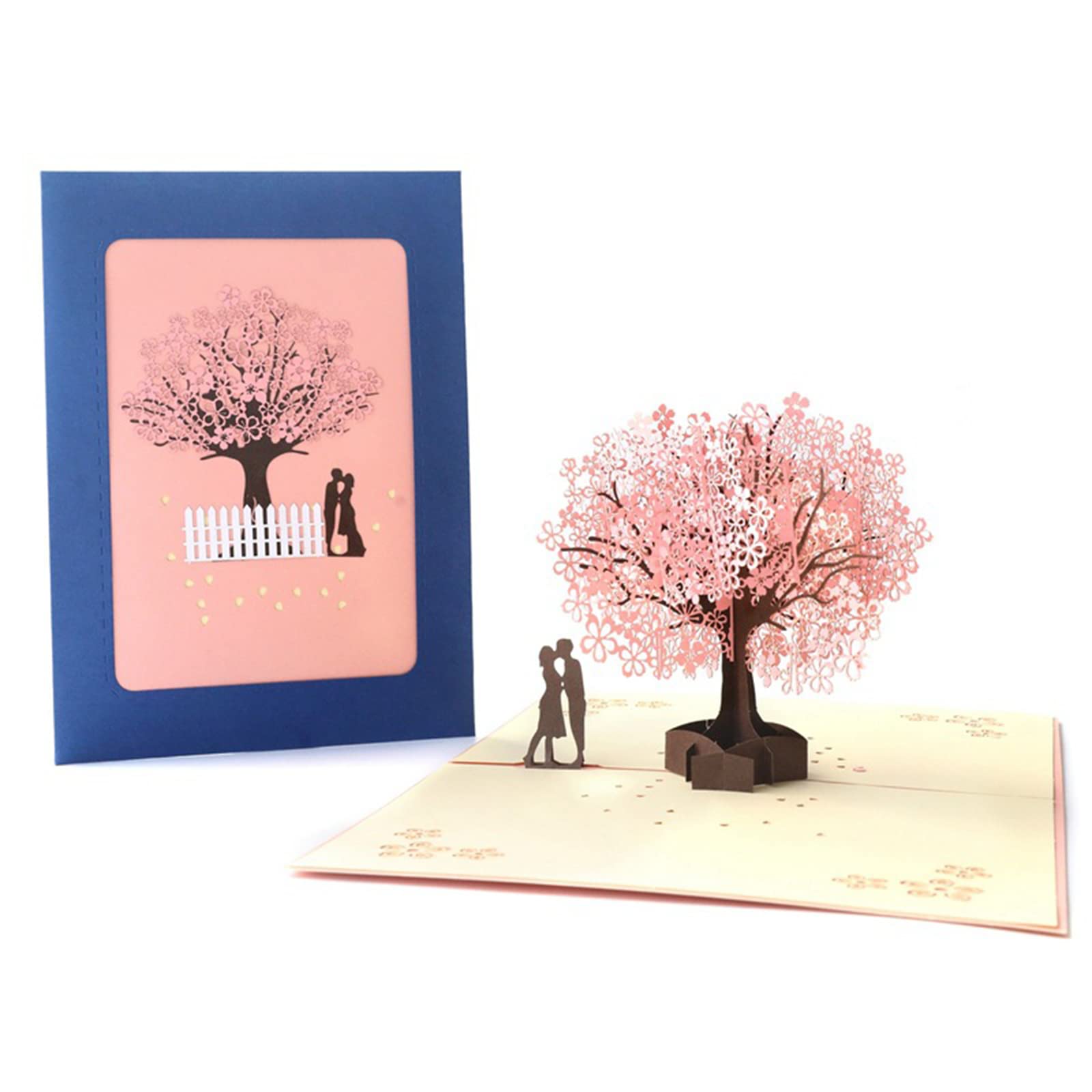X springPop Up Card, Pop Up 3D Flower Card with Envelope, Anniversary Love Card, Greeting Paper Card for Birthday Wedding, Anniversary (Cherry Blossom Powder)