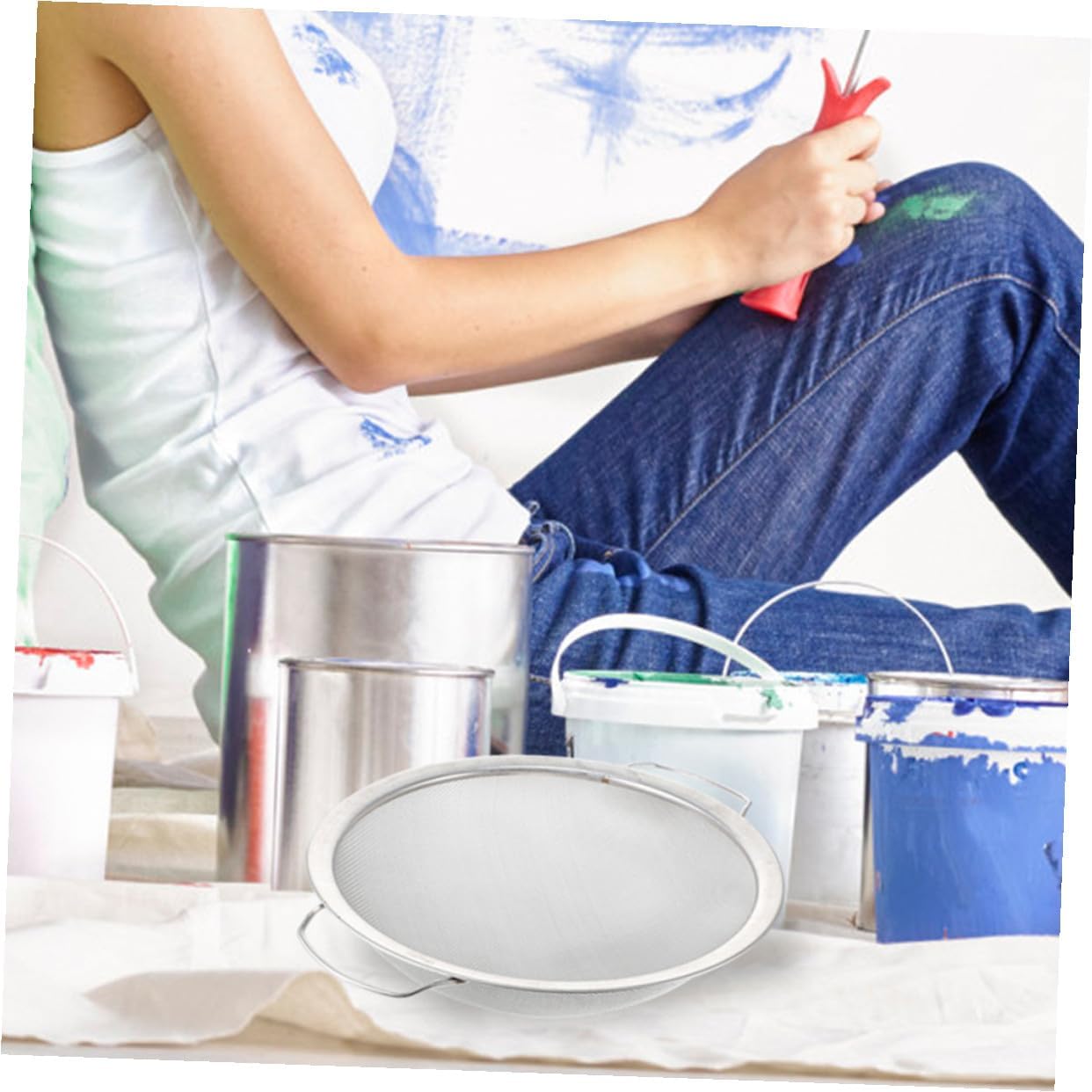 Abaodam Fine Mesh Paint Strainer Stainless Steel Mesh Filter for Paint Buckets Industrial and Home Renovation Painter Supplies