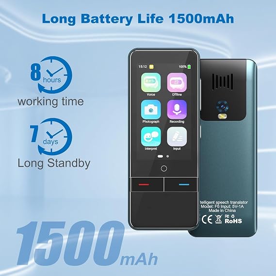 Language Translator Device, Portable Two-Way Instant Translator, High Accuracy Real-Time Translator with 139 Languages Offline Online Voice Photo Translation for Travel, Business and Learning