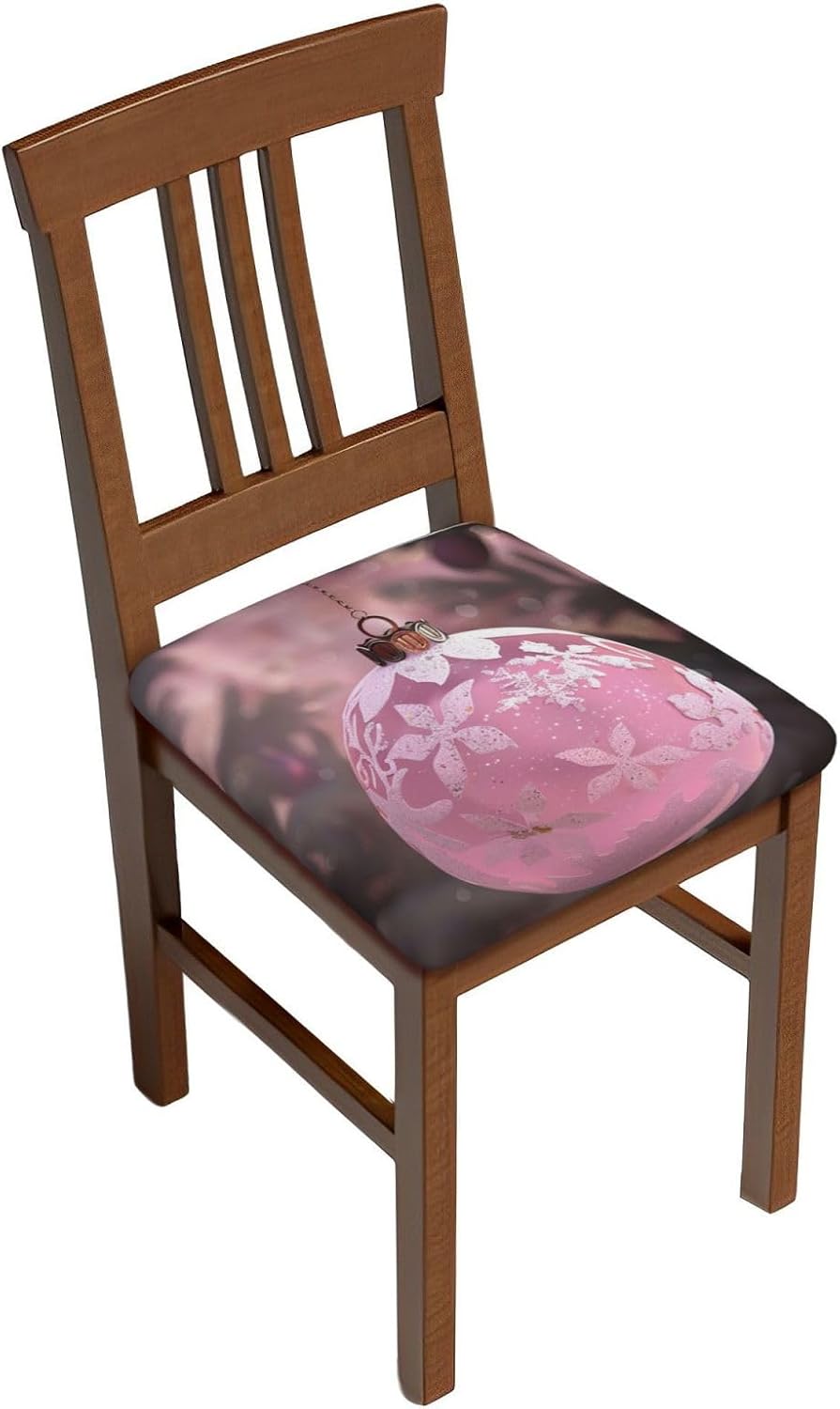 Beautiful Christmas Ball Print Square Cushion Covers 6 Pcs Set Elastic Non-Slip Seat Cushion Slipcovers Pet Furniture Protectors for Chair, Sofa