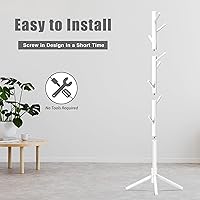 Vista 14 de Perchero independiente con 8 ganchos, 3 alturas ajustables para ropa, sombreros, bolsos, percheros de fácil montaje para entrada, dormitorio, Negro