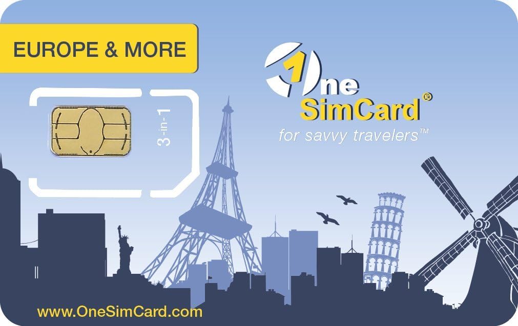 OneSimCard Europe & More Triple SIM Card Pre-Loaded with $5.00 of airtime, Free Incoming Calls and Outgoing International Calls from $0.25 per Minute.