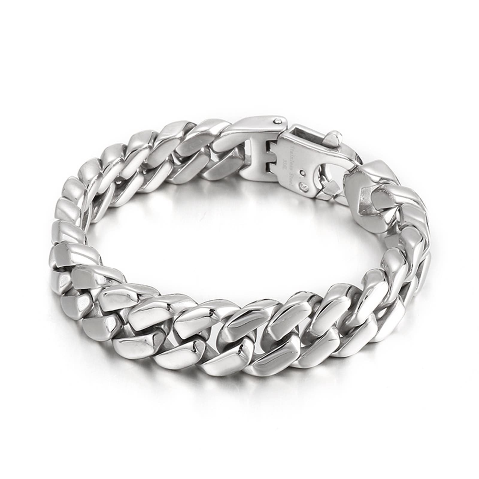 Pulsera de eslabones cubanos, pulseras a juego para los mejores amigos, hebilla de acero inoxidable, diseño de cadena cubana de 210 x 13 mm para hombres