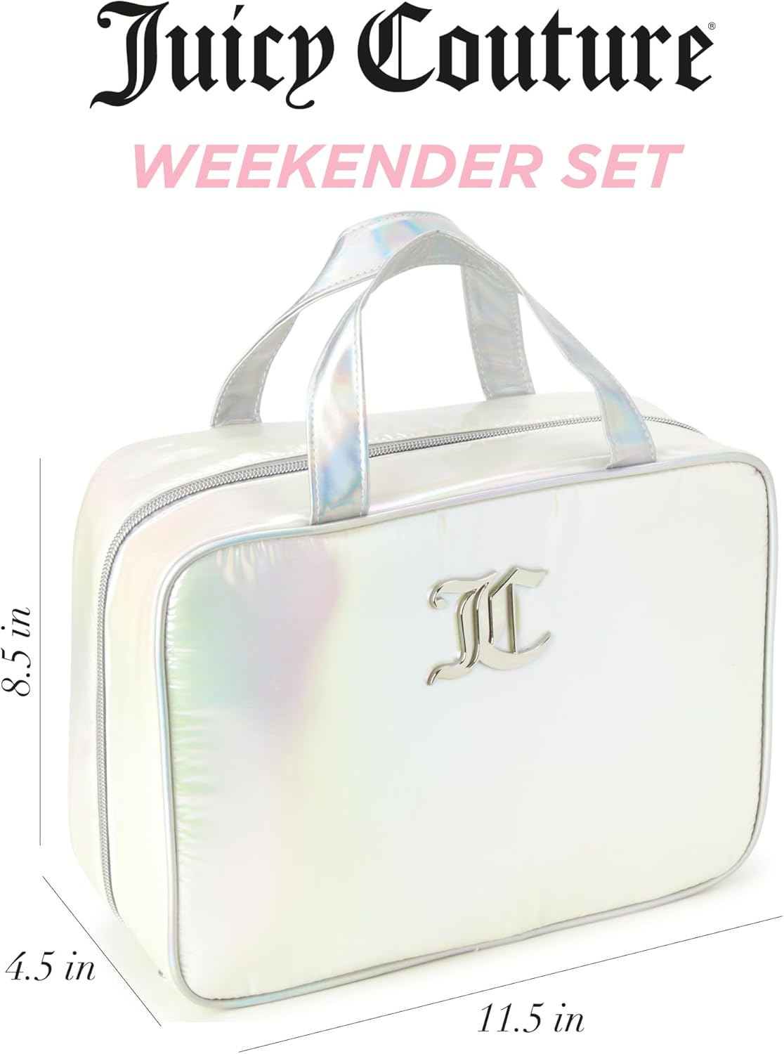 Juicy Couture Iridescent Makeup Bag Cosmetics Organizer Travel Essentials Weekender Iridescent