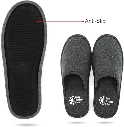 Miniatura 4 de Sunshine Code Pantuflas lavables de algodón de espuma viscoelástica para hombre con bolsa de viaje a juego para el hogar, hotel, spa, dormitorio