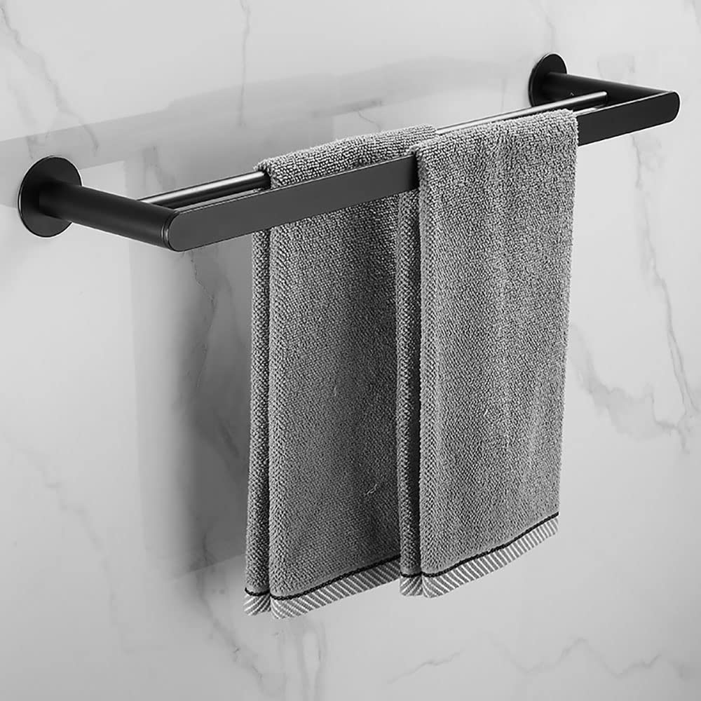 Double barre porte-serviettes murale en acier inoxydable 304, accessoires de salle de bain, 50 à 60 cm, noir, robuste pour un usage domestique