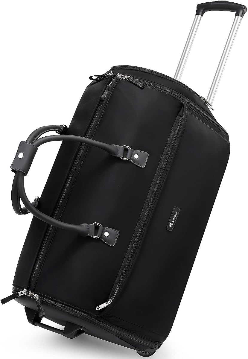 3-in-1 Rolling Garment Duffle Bag with Wheels, 25in Black