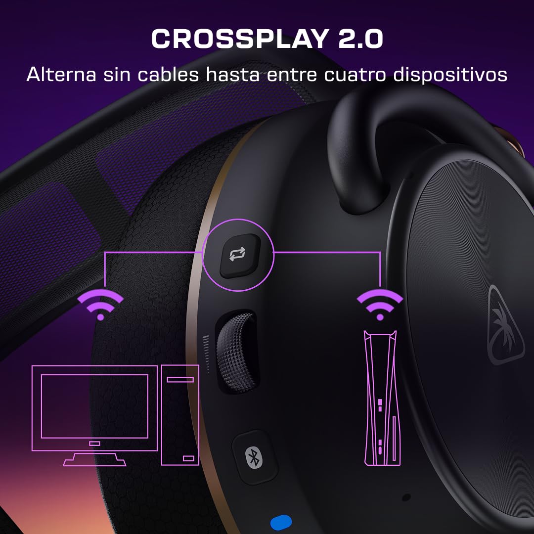Turtle Beach Stealth Pro II Negro Auriculares de juego inalámbricos para Xbox Series PC, X|S, PS5, PS4 - Sonido Hi-Res inalámbrico certificado, sonido espacial Dolby Atmos, cancelación de ruido activa