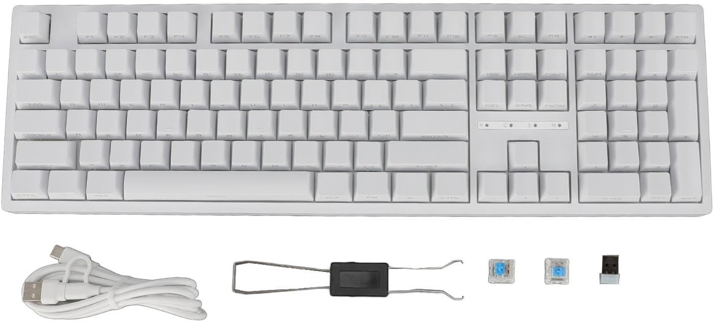 Keyboard with vibrant RGB backlighting, viewed from an angle.