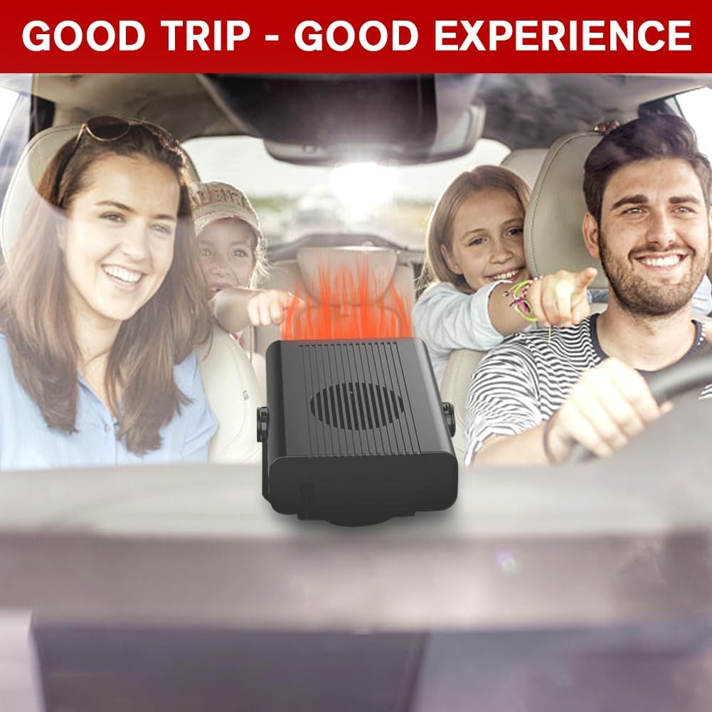 Leaflai Portable Car Heater, 2 in1 Fast Heating Defrost Defogger, Heating and Cooling Fan, Outlet Plug-in Cigarette Lighte,12V Automobile Windscreen Heater