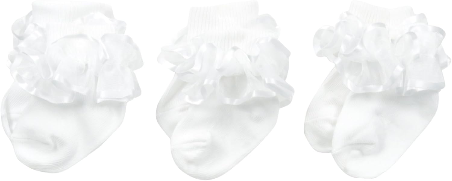 Jefferies Socks Baby Girls' Frilly Lace 3 Pair Pack Socks