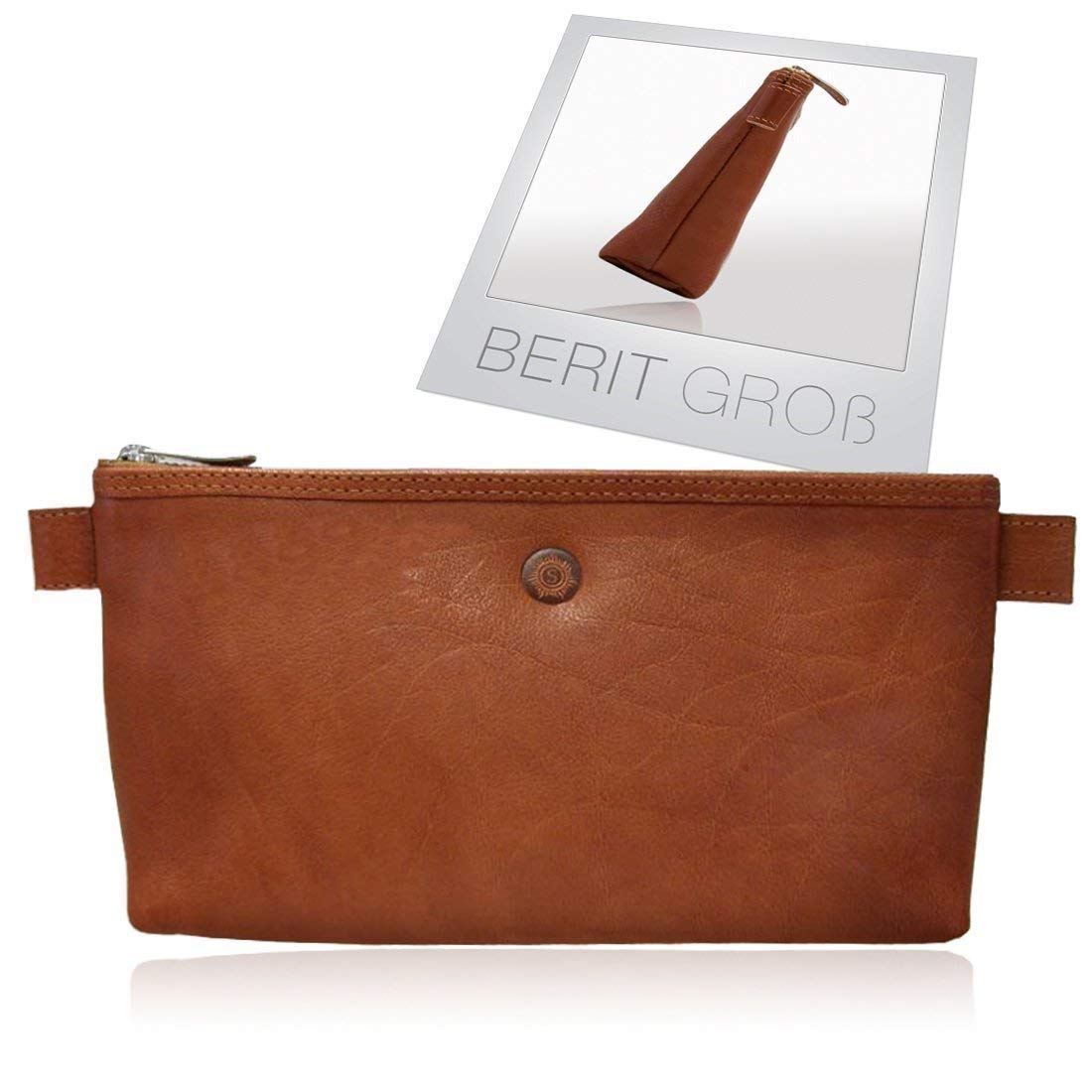 SONNENLEDER - hochwertiges Stiftemäppchen "BERIT GROSS" Farbe: Natur *Echtes Leder*