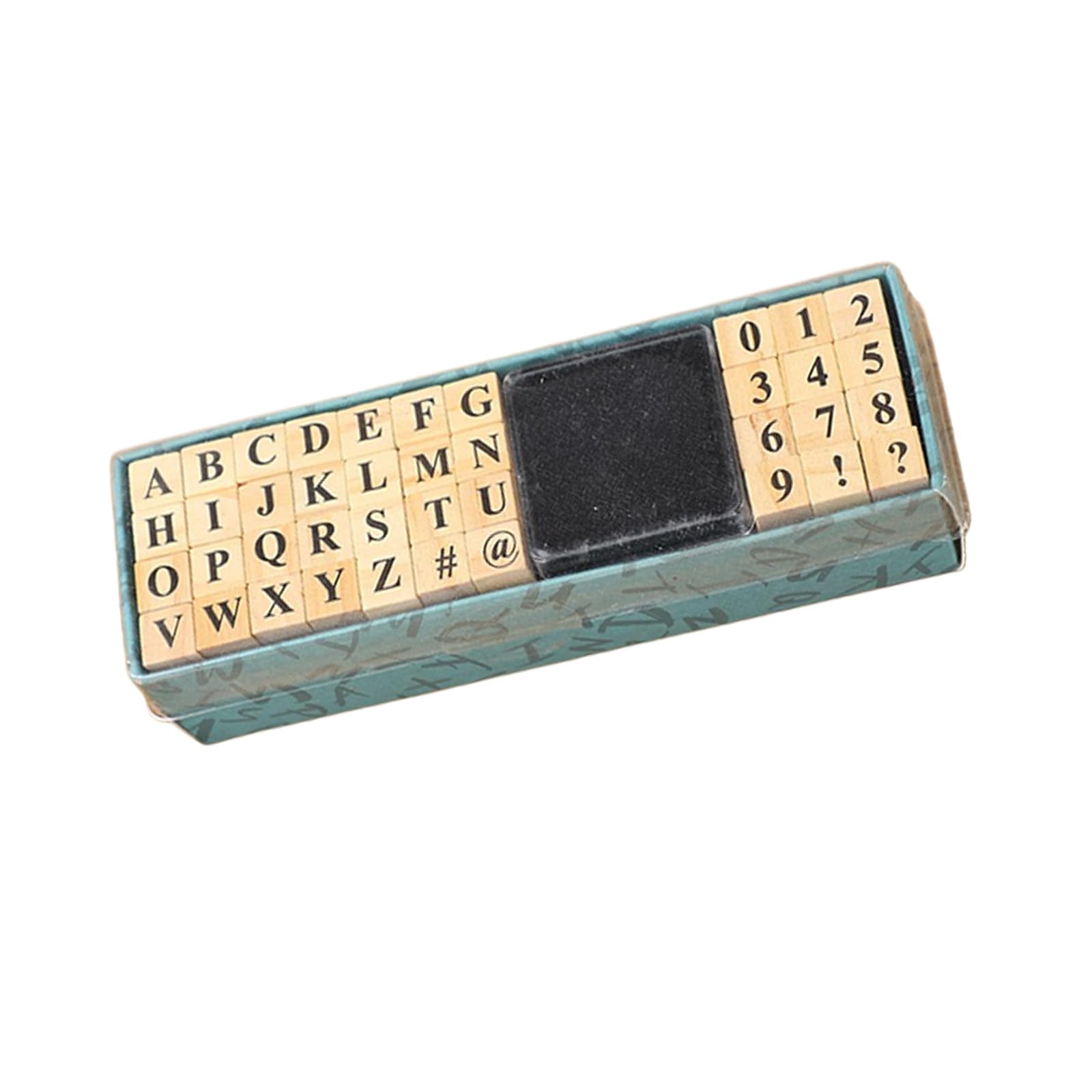 40Pcs Letter Number Stamp Alphabets Number Symbol Stamps Wood Construction Comes with Inks Pad for Teachers Students Multipurpose Wooden Stamp