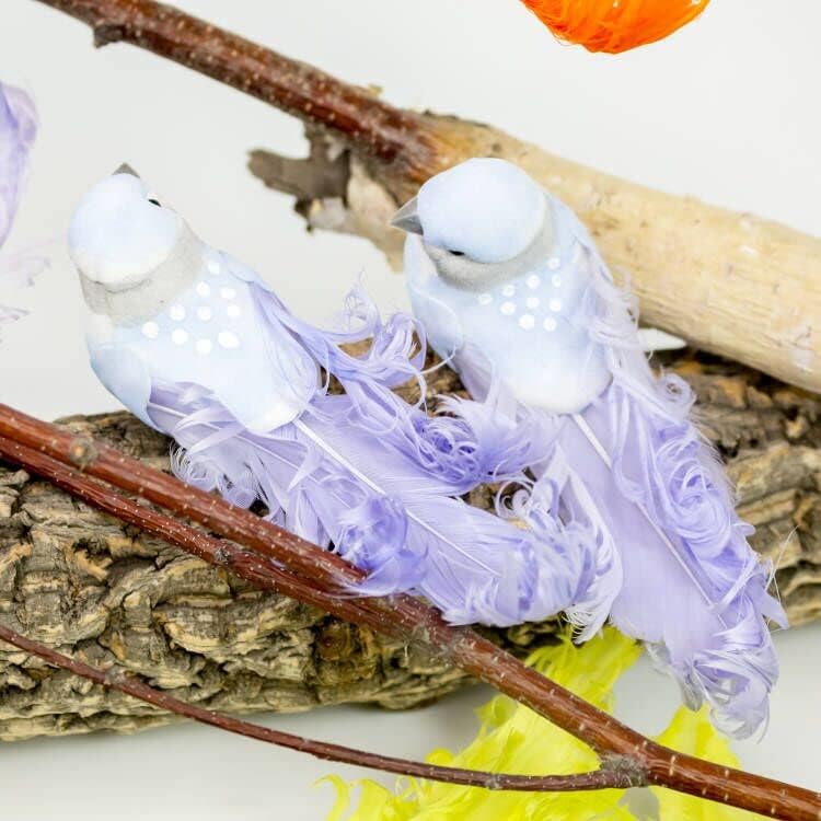 Berfutall-Artificial Bird for Decoration Spring Ornament Tree Set of 9pcs with Clip Valentine's Day Gift Christmas and Wedding Decoration