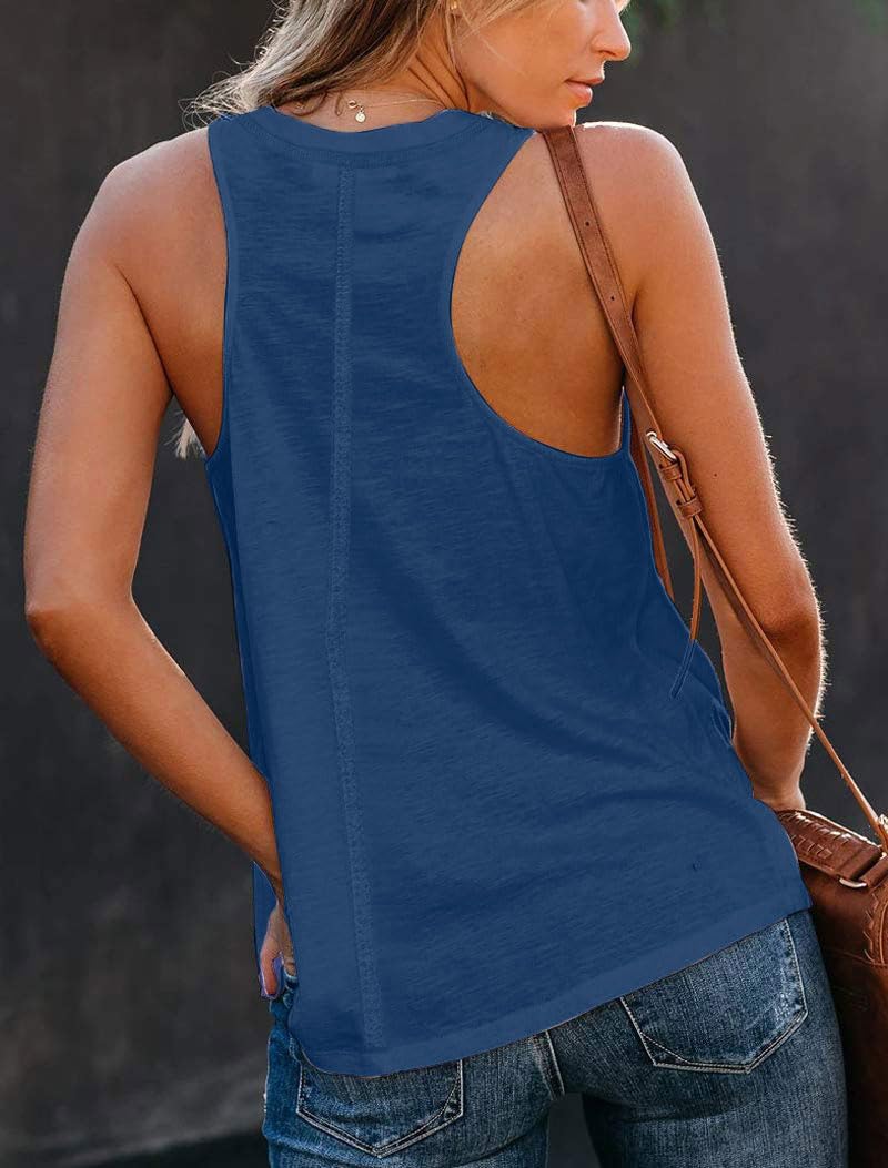 Famulily Canotta basic con scollo a V, da donna, estiva, senza maniche, per sport
