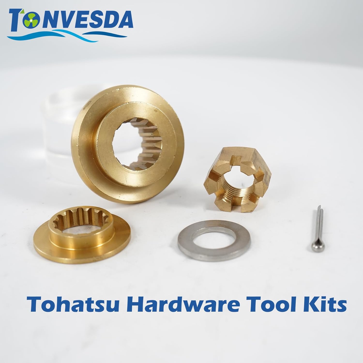 Outboard Upgrade Propeller Installation Hardware Tools Kit Fits Tohatsu 35/40/50/55HP, Includes Thrust Washer, Spacer, Washer, Nut and Cotter Pin
