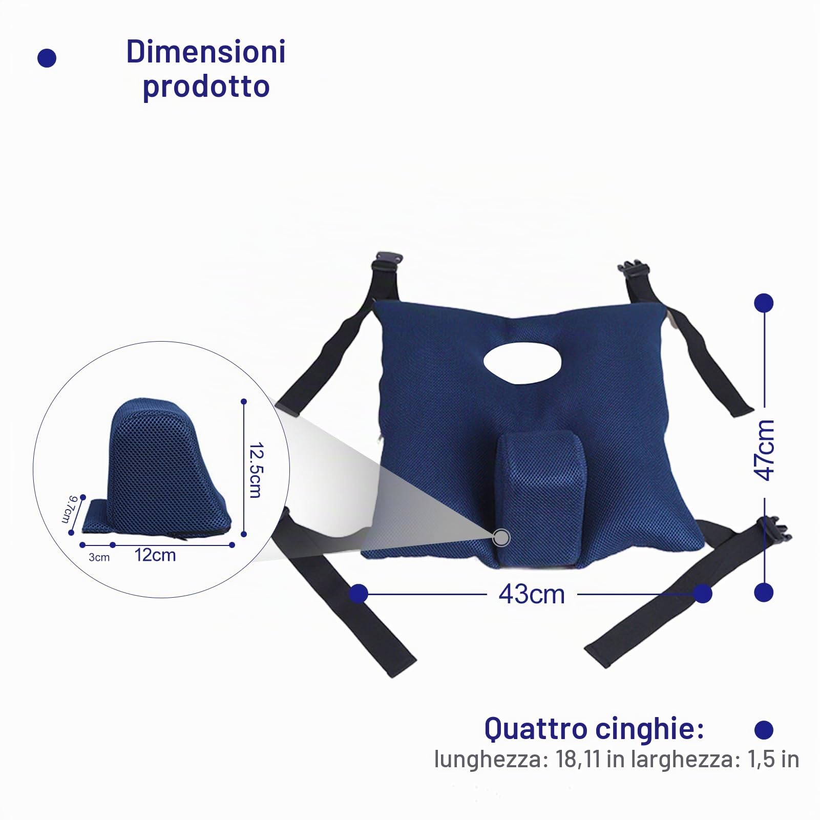 LIROPAU Cuscino antiscivolo per sedia a rotelle, cuscino per sedia a rotelle per anziani, con cuneo e cintura di sicurezza, sfoderabile, traspirante, per emorroidi, sciatica, piaghe da decubito e