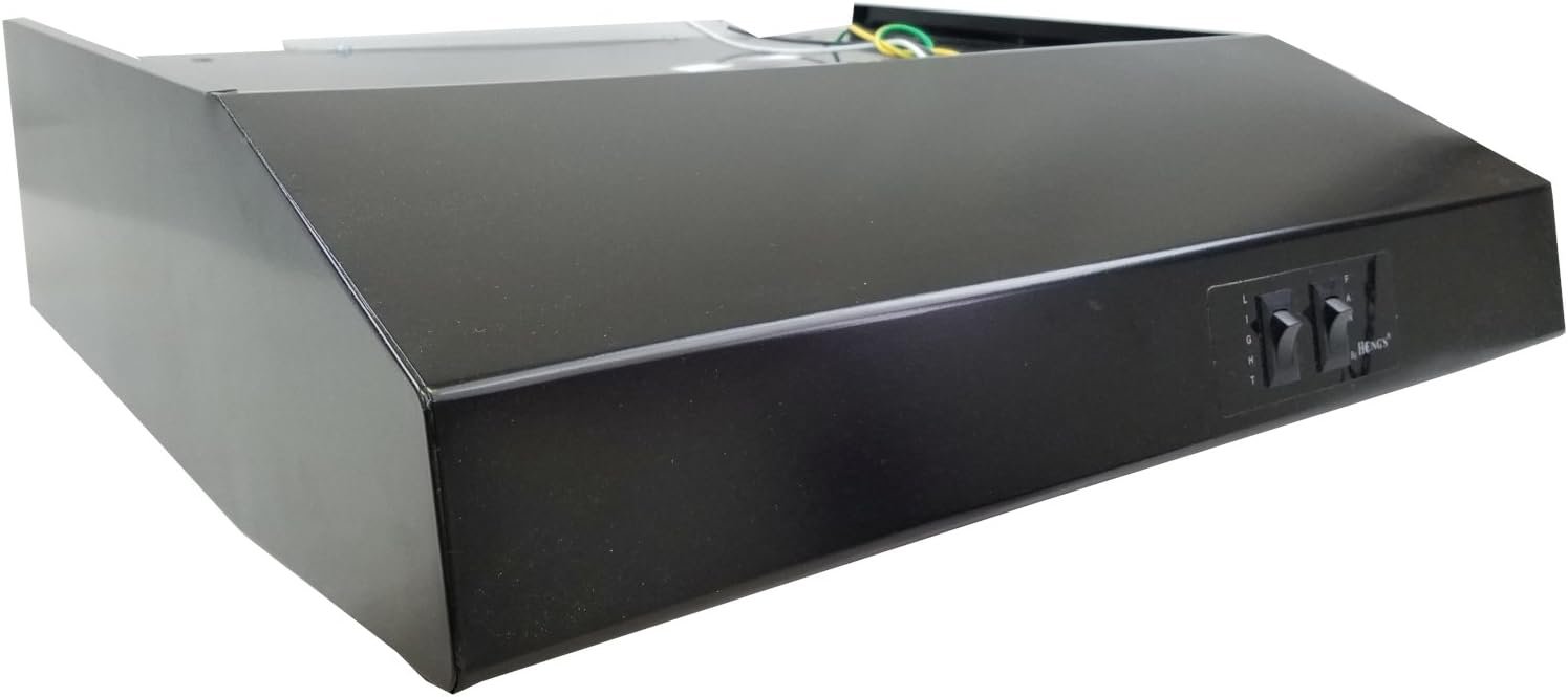 22" Black Rear Ducted RV Range Hood (12 Volt DC)