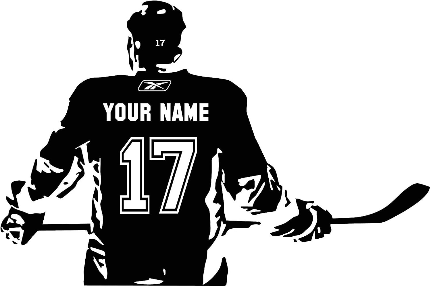 Extra Large Personalized Custom Hockey Wall Decal - Choose Your Name & Numbers Custom Player Jerseys Vinyl Decal Sticker Decor Kids Bedroom (29" T x 44" W)