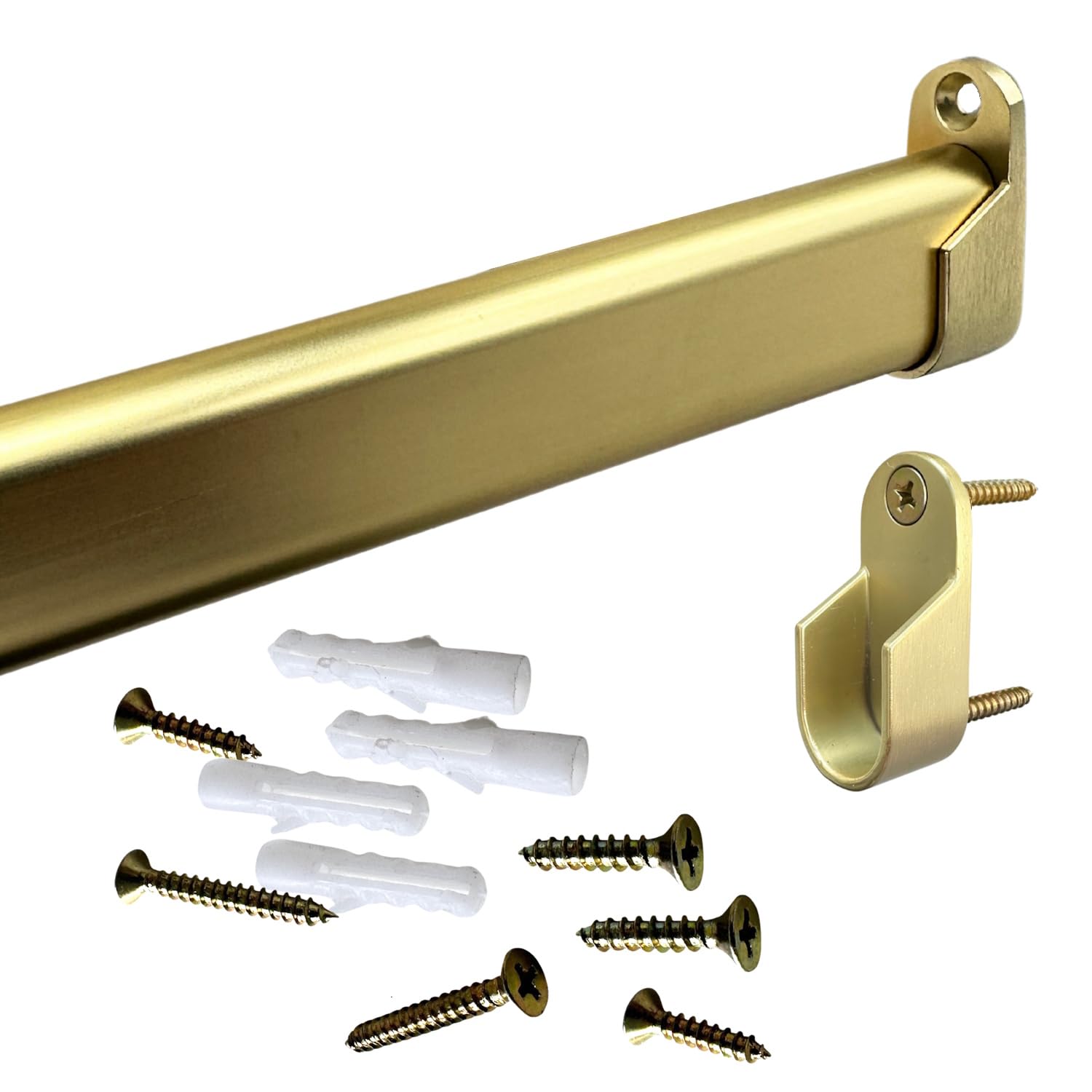 36" Oval Closet Rod Kit | Satin Brass | Screw-On End Brackets & Hardware | Heavy-Gauge Steel | 1 Kit | Desunia