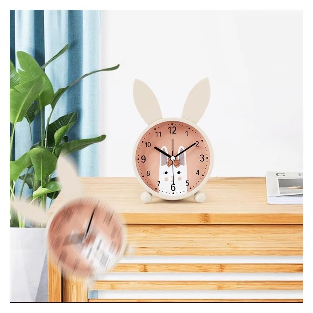 Budzik Uroczy budzik w kształcie króliczka dla dzieci, lampka nocna, głośny, idealny do dekoracji biurka i sypialni(S)
