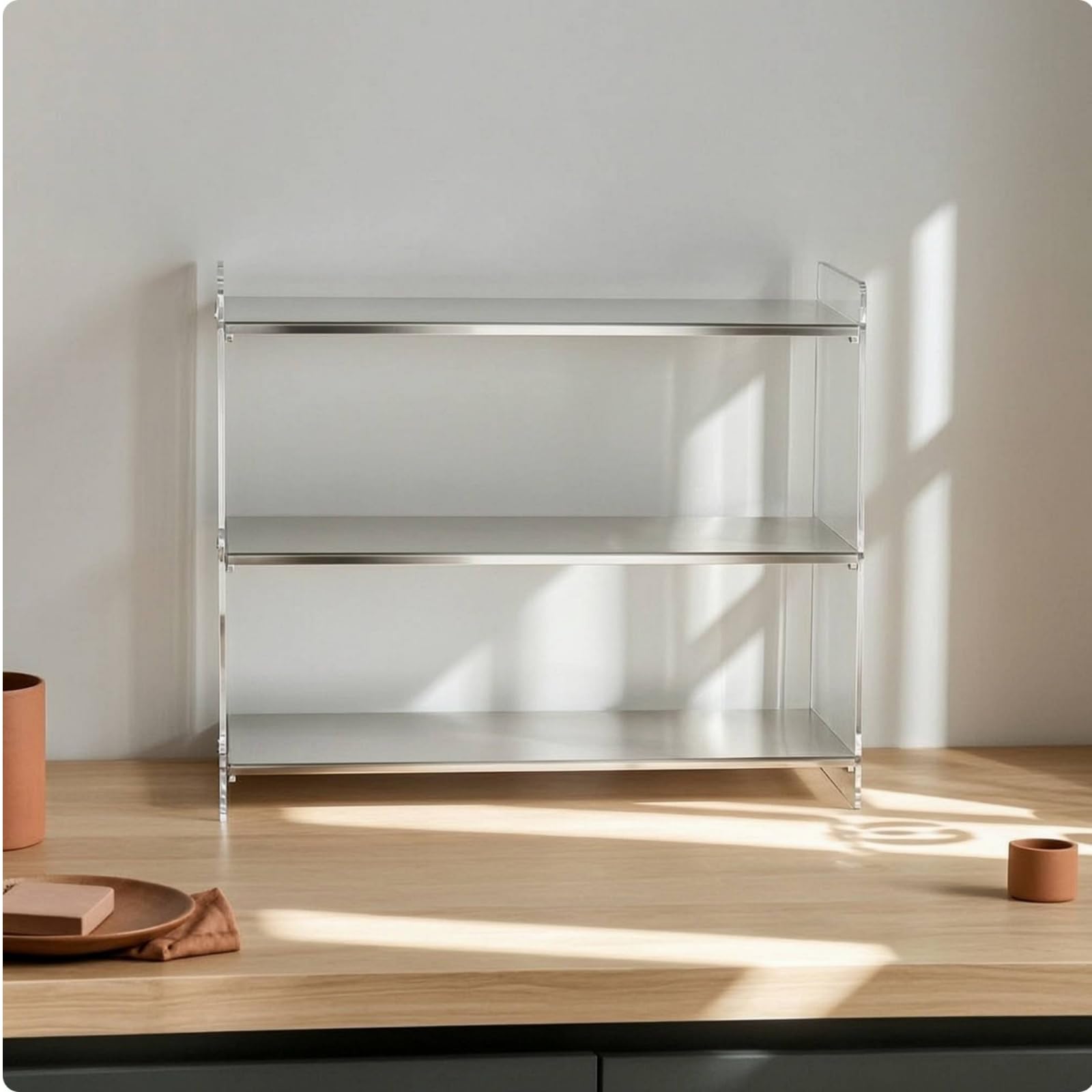 Gralara Scaffale Portaoggetti da Scrivania Moderno Organizzatore da Scrivania in Metallo Resistente Portaoggetti Tavolo per Bagno, Tre Strati