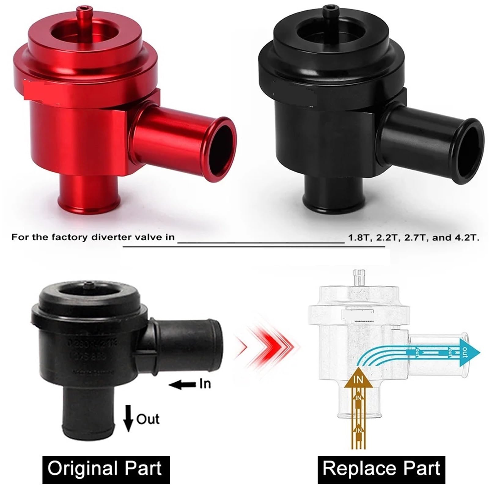 Para Golf 2000-2005 Para 1.8T 2.7T 1998-2006 Válvula desviadora recirculación Turbo BOV Boost válvula de control‌ válvula desviadora‌(Rear left)