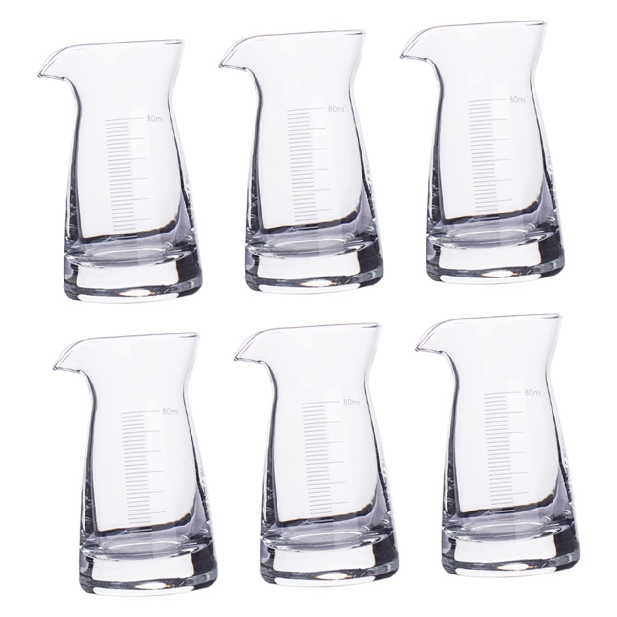 6Pièces Tasses à Mesurer Verre Lignes Échelle pour Cocktails Spiritueux Pichets Doseurs Verre Robustes Transparents