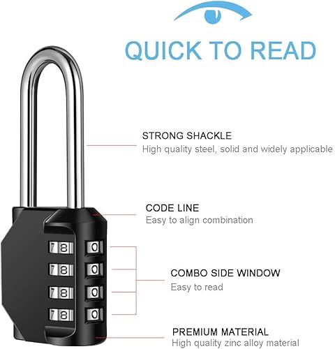Miniatura 2 de Candado de combinación de grillete largo