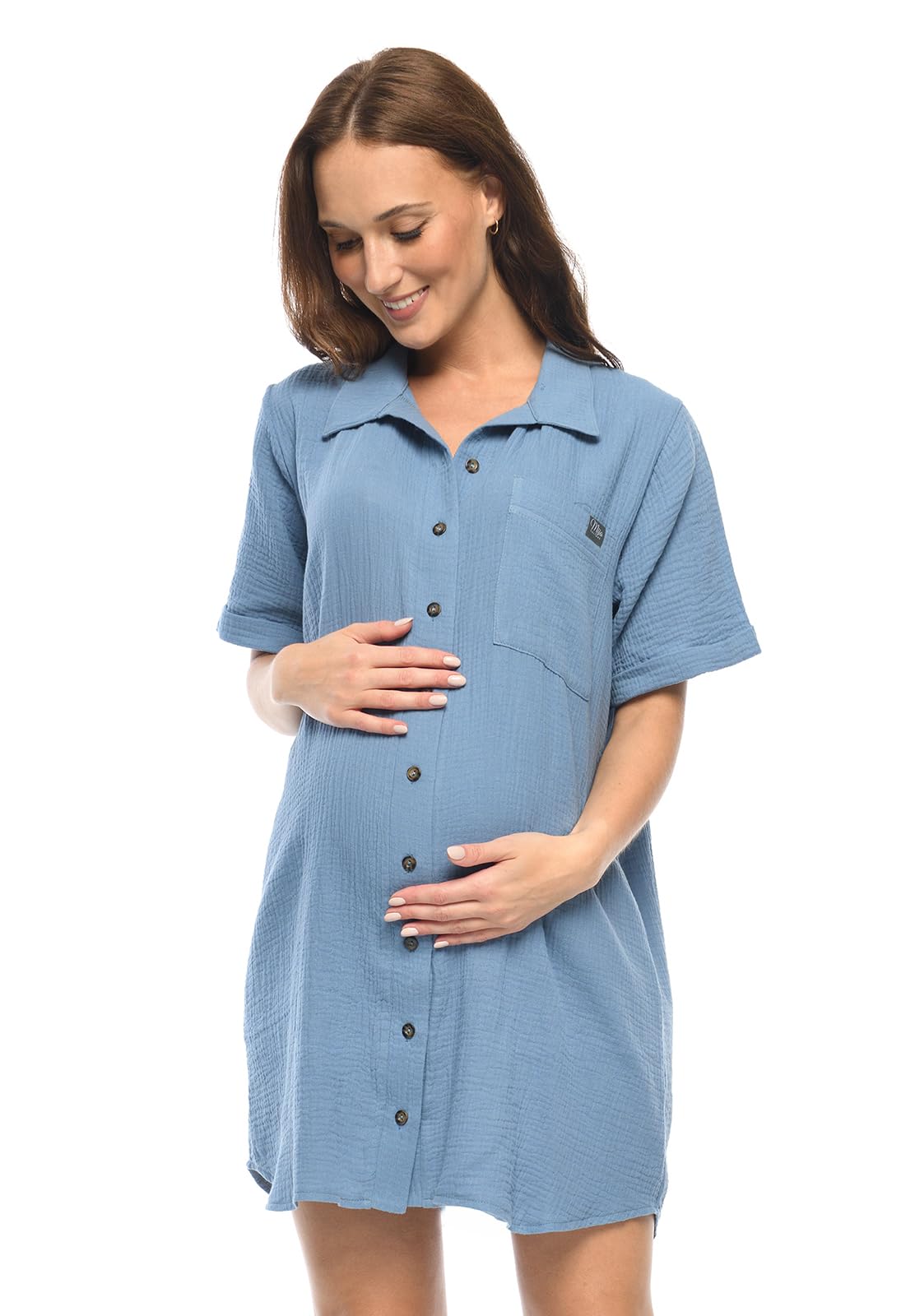 MijaCulture 2 in1 Muslin Stillnachthemd und Umstandsnachthemd M023 Hazel