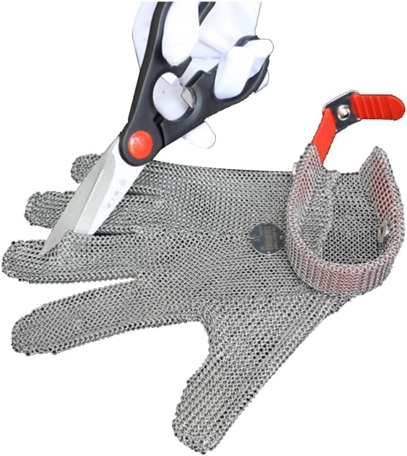 CukUJH Anti-cut Gloves Steel Resistant Gloves, Level 9 Protection Safety Work Hinged Gloves, Kitchen Meat Cut To Remove Oyster Shells(XXS)