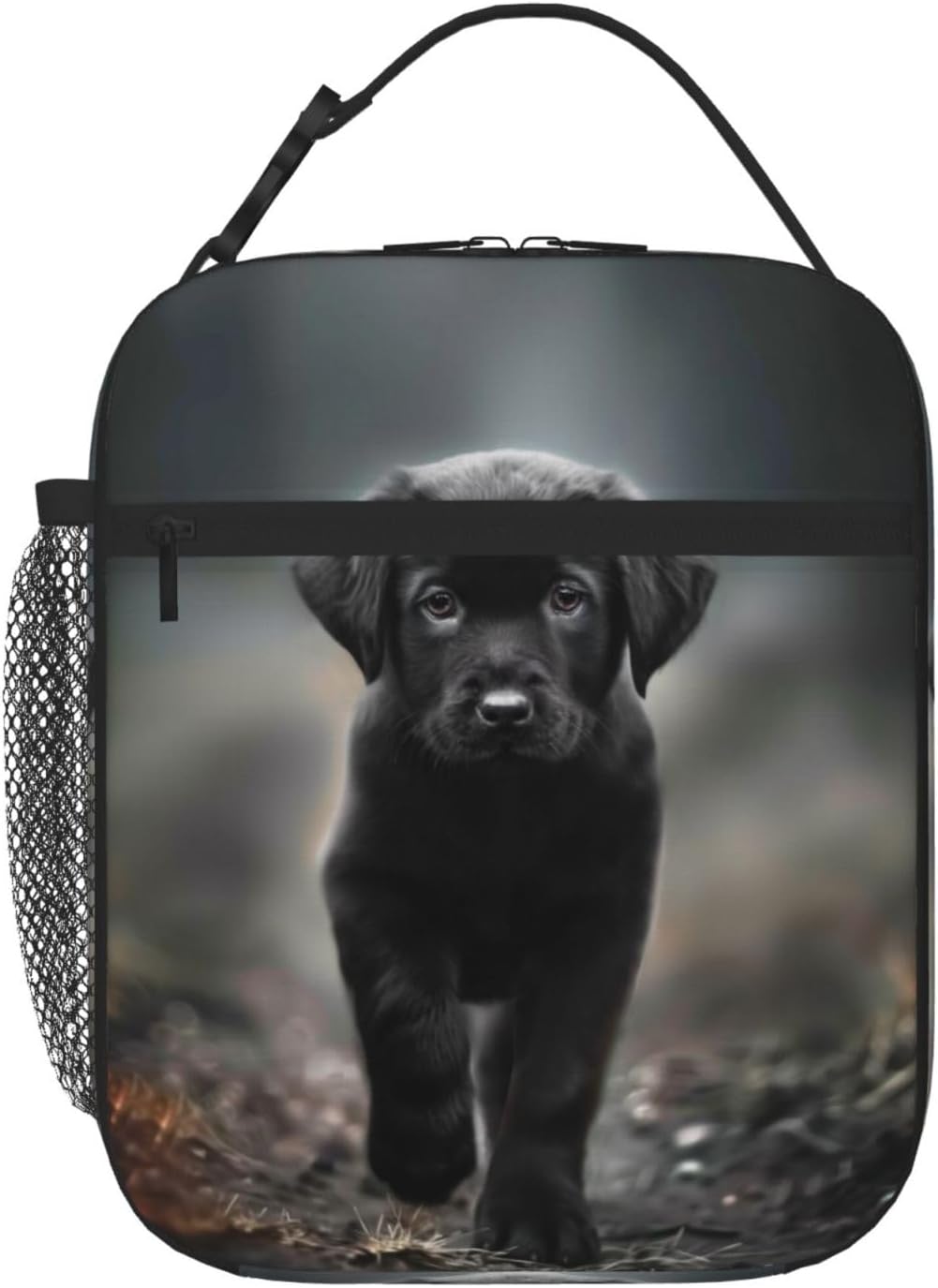 SARA NELL Dog Insulated Lunch Bag Black Labrador Dog Puppy Lunch Box for Women Men Teens Kids, Reusable Lunch Tote Bag, Leakproof Thermal Insulated Lunch Bags for Work, Picnic, School or Travel