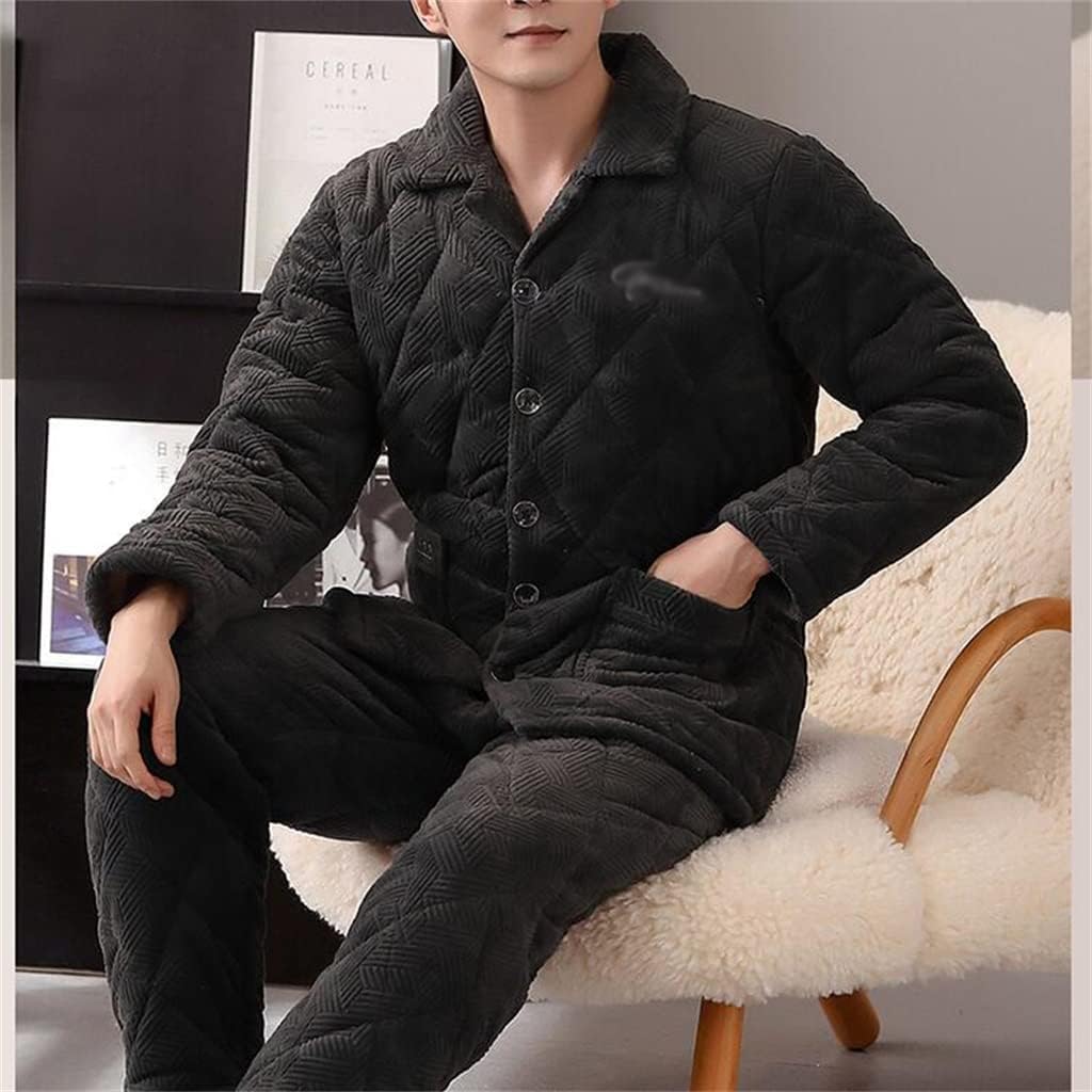 Young And Middle-aged Can Wear Home Clothes Men's Pajamas Winter Thickened Coral Fleece Cotton Coat