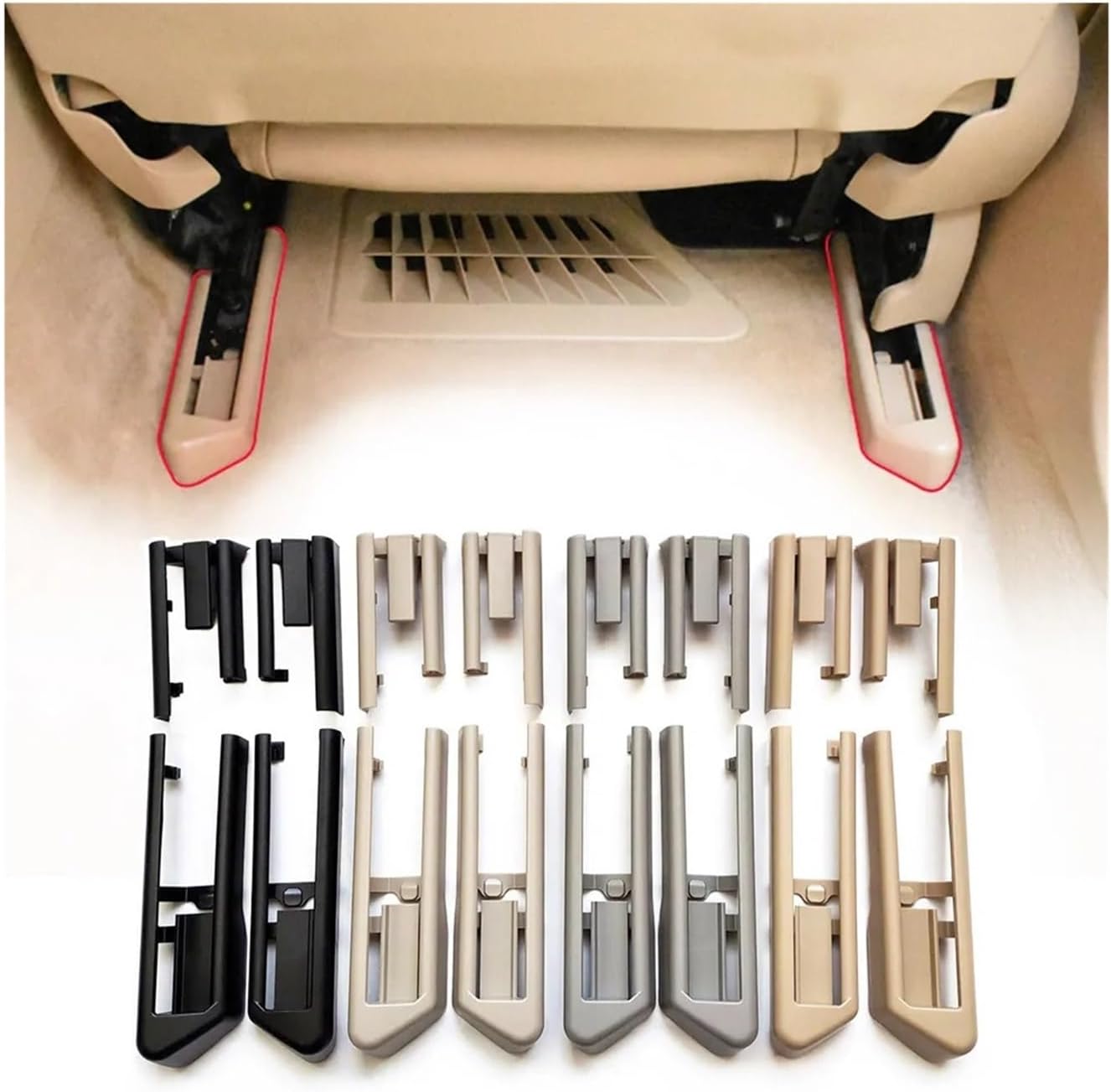 Car Left Right Seat Rail Sliding Track Trim Cover Fit For BMW 5 5GT 7 Series F10 F11 F18 F01 F02 F07 2009-2013(Gray,Right)