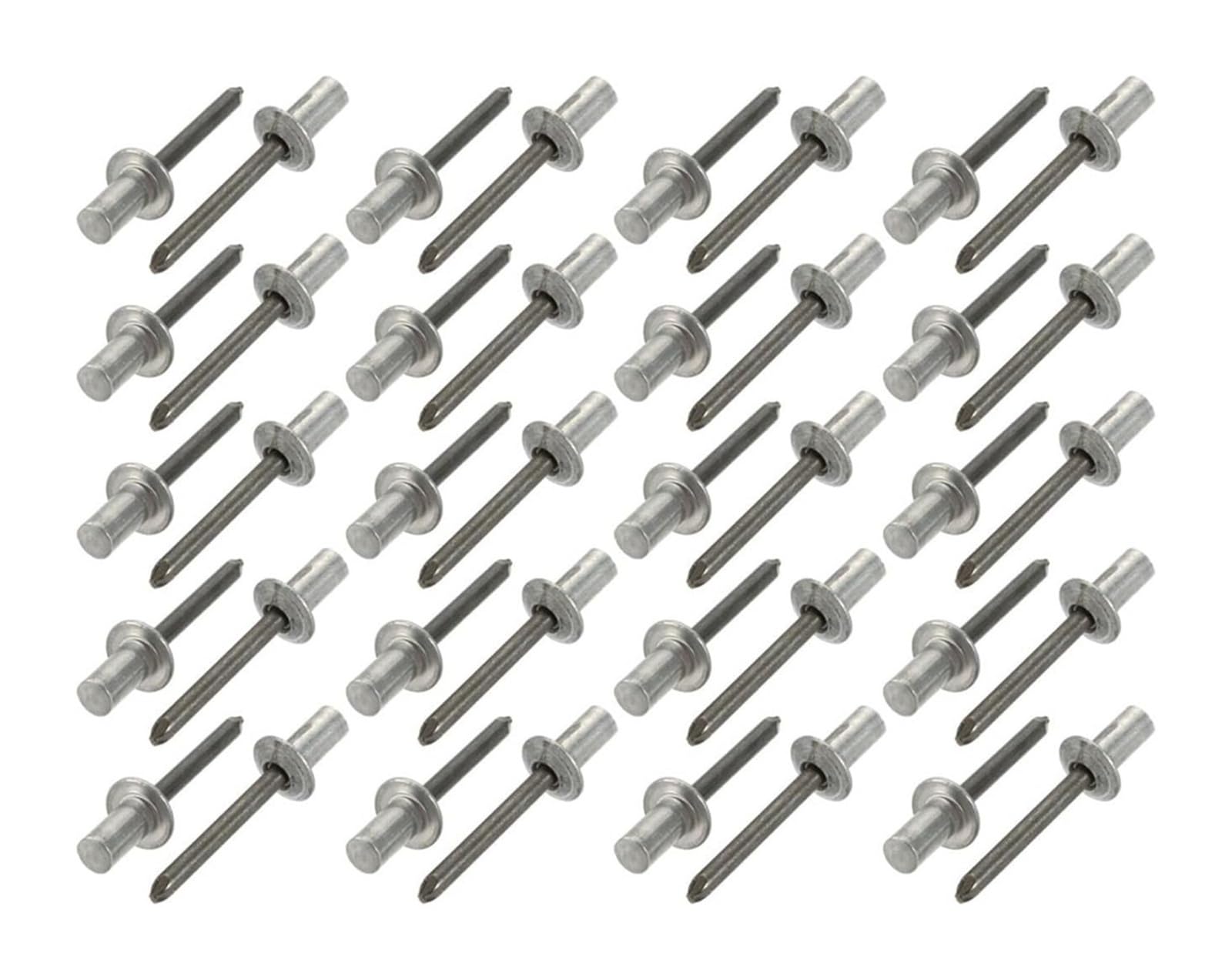Rivetti ciechi a strappo, Rivetto cieco Alluminio Acciaio Mandrino Estremità chiusa Tonda Testa bombata 6,4x(10-13) mm Grigio(10mm)