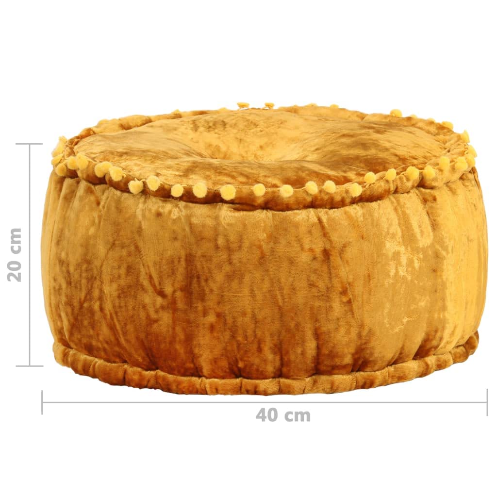 Pouf rotondo in velluto, 40 x 20 cm, giallo senape, ottomano, con imbottitura in fibra, versatile, come seduta o poggiapiedi, per soggiorno, camera da letto e ufficio